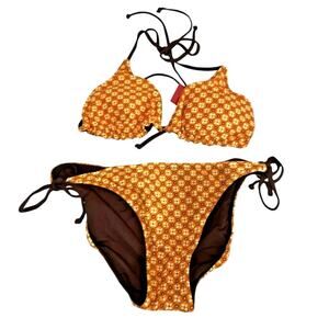 Bikini Lab Ladies Reversible Bikini Orange Brown, XL NWT